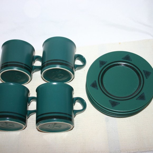 Pfaltzgraff Solstice Dark Green 4 Piece Coffee and Saucer (8 pieces) Set… - Picture 2 of 5